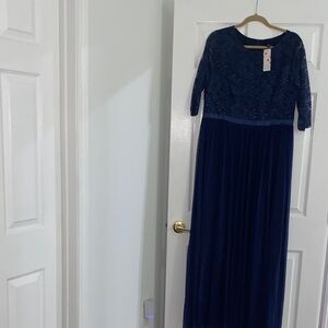 Elegant Navy Blue ladies long gown